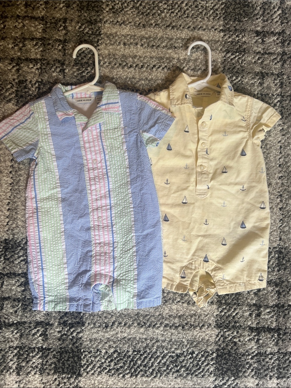 Bundle of baby boys 6-12 months Janie and Jack button down collared rompers